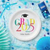 2024年カラフル卒業パーティーカスタム紙 ペーパープレート (パーティー)