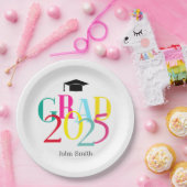 2024年カラフル卒業パーティーカスタム紙 ペーパープレート (パーティー)