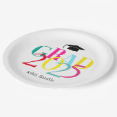 2024年カラフル卒業パーティーカスタム紙 ペーパープレート (アングル)