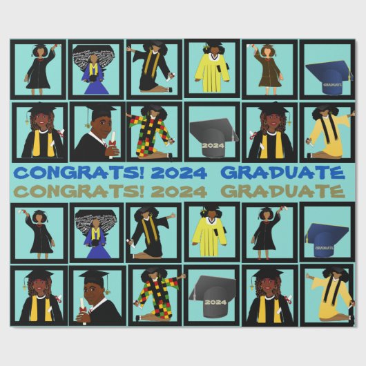 2024年カラフル大学院マス・アフリカ・アメリカ ラッピングペーパー (フラット)