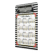 2024年カレンダーかわいいフローラストライプ |カスタム ミニクリップボード (アングル2)