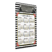 2024年カレンダーかわいいフローラストライプ |カスタム ミニクリップボード (アングル)