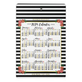 2024年カレンダーかわいいフローラストライプ |カスタム ミニクリップボード (裏面)