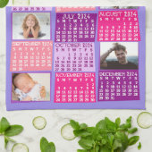 2024年カレンダーかわいい写真モダンコラージュ キッチンタオル (折り畳み)