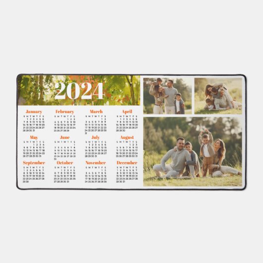 2024年カレンダーとフォトコラージュ デスクマット (正面)