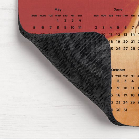 2024年カレンダーの夕日にラクダの交差点の砂漠 マウスパッド (コーナー)