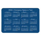 2024年カレンダーの青と白と文字カスタム付き マグネット (横)