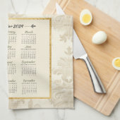 2024年カレンダータオル馬の日の入り キッチンタオル (四つ折り)