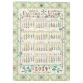 2024年カレンダービクトリアンアールヌーボー |カスタム クリップボード (裏面)