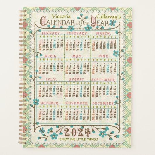 2024年カレンダービクトリアンアールヌーボー |カスタム プランナー手帳 (正面)