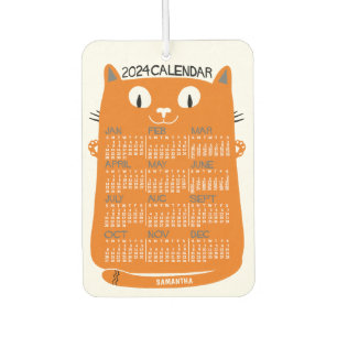 2024年カレンダーミッドセンチュリーオレンジキャット カーエアーフレッシュナー