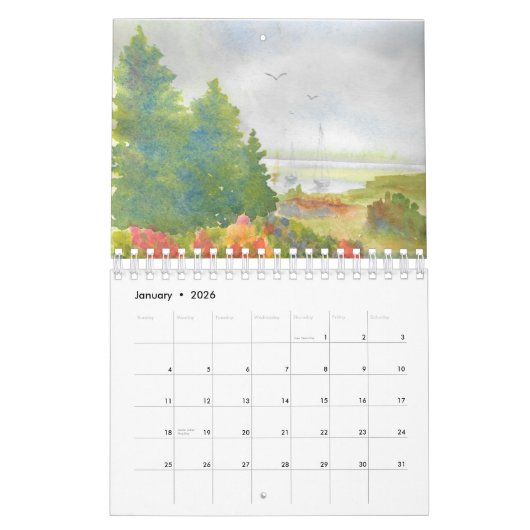 2024年カレンダーローズアンメシェルブウォーターカラーアーティスト カレンダー (1月 2026)