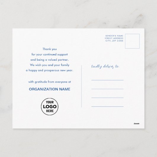 2024年カレンダー事業ロゴ米国愛国青色赤 シーズンポストカード (裏面)