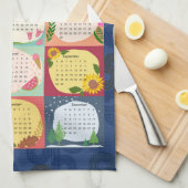 2024年カレンダー季節の豪華さ キッチンタオル (四つ折り)