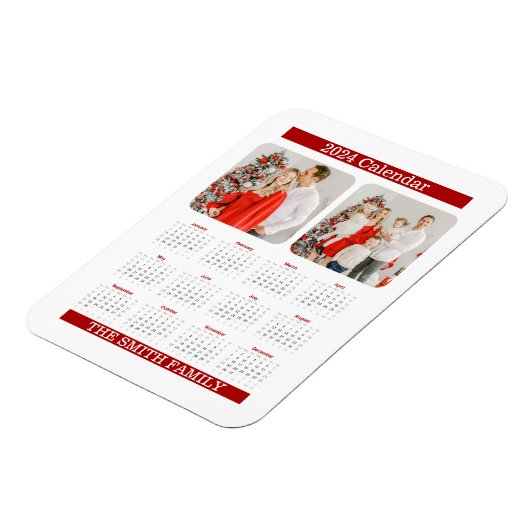 2024年カレンダー家族カスタム写真 マグネット (左側)