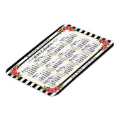 2024年カレンダー年月次フローラストライプ |カスタム マグネット (左側)