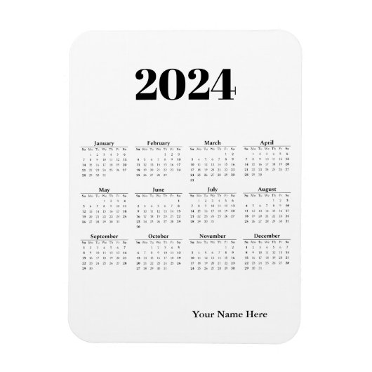 2024年カレンダー用白磁気カード マグネット (縦)