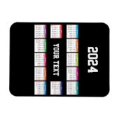 2024年カレンダー白黒カスタマイズカラフル可能 マグネット (横)