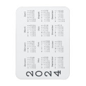 2024年カレンダー白黒ミニマリスト マグネット (縦)