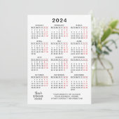 2024年カレンダー白黒赤ミニマル プログラム (スタンド正面)