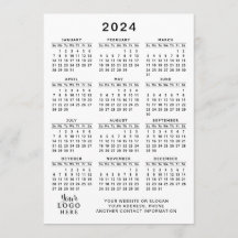 2024年カレンダー通年ホワイトブラックミニマル
