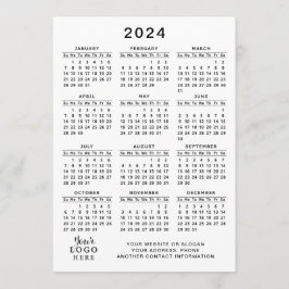 2024年カレンダー通年ホワイトブラックミニマル プログラム