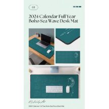 2024年カレンダー通年Boho Dustyバラデスクマット