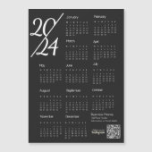 2024年カレンダー黒白Instagram 後を追米国 マグネット招待状 (正面)
