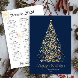 2024年カレンダー クリスマスツリー ビジネス ロゴ ホリデー カード