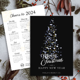 2024年カレンダー クリスマスツリー ビジネス ロゴ ホリデー カード