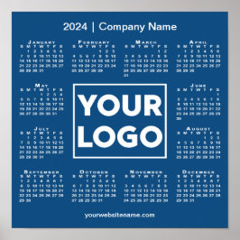 2024年カレンダー(会社のロゴと名前は青) ポスター