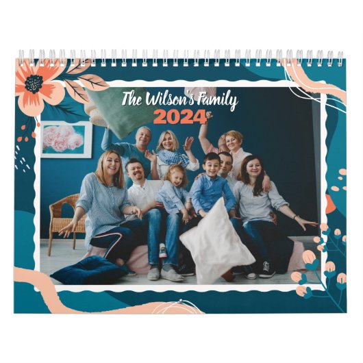2024年カレンダー 花柄 オーダーメイド 家族写真 カレンダー (カバー)