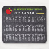 2024年カレンダーChalkboard学校先生名 マウスパッド (正面)