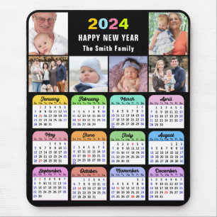 2024年カレンモダンダーブラック6家族フォトコラージュ マウスパッド