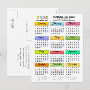 2024年カレンモダンダー事業の新カラフル年 シーズンポストカード