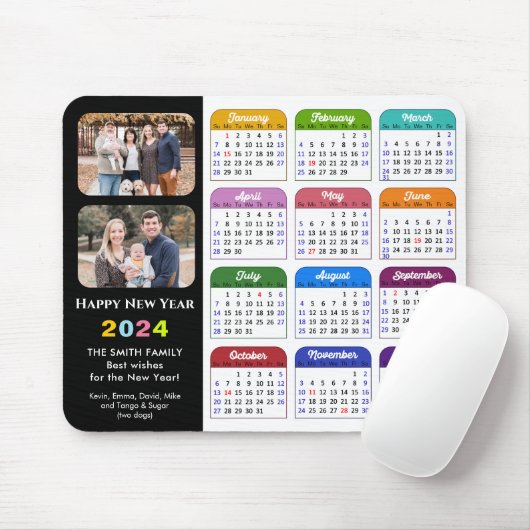 2024年カレンモダンダー黒人家族2枚カラフル写真 マウスパッド (マウス)