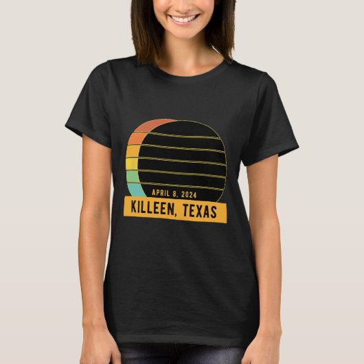 2024年キルレ太陽のンテキサス州皆既食 Tシャツ (正面)