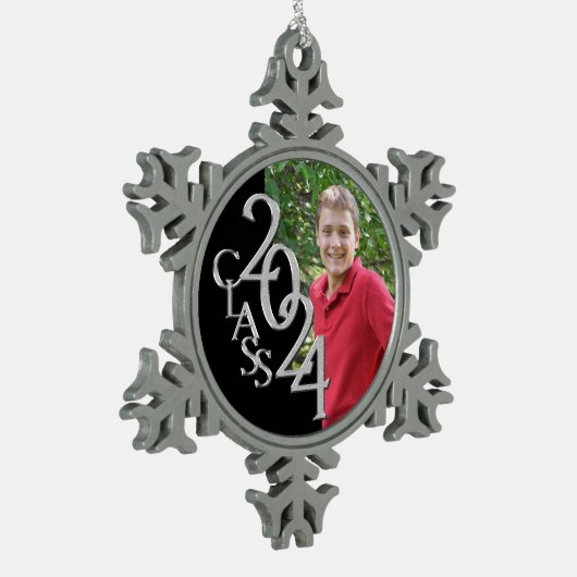 2024年クラシックの卒業写真のクラス スノーフレークピューターオーナメント (左)