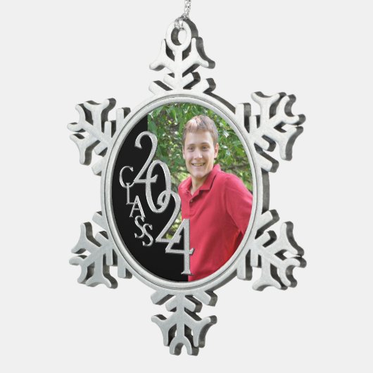 2024年クラシックの卒業写真のクラス スノーフレークピューターオーナメント (右)