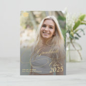 2024年クラシック卒業の金ゴールドスクリプト写真クラス 案内状 (スタンド正面)