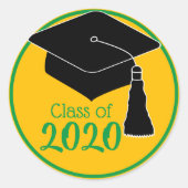 2024年クラスのグリーンと金ゴールドグラッドキャップ ラウンドシール (正面)