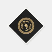2024年クラスのブラックと金ゴールドの卒業パーティー スタンダードカクテルナプキン (角)
