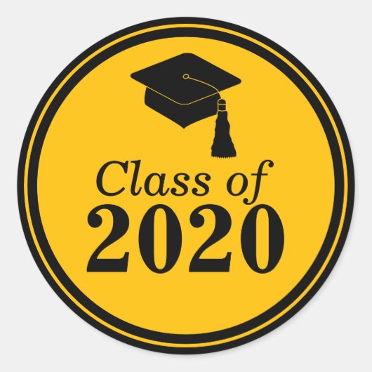 2024年クラスのブラック金ゴールド卒業 ラウンドシール (正面)