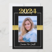 2024年クラスのブラック&金ゴールド卒業パーティー 招待状 (正面)