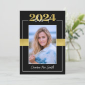 2024年クラスのブラック&金ゴールド卒業パーティー 招待状 (スタンド正面)