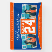 2024年クラスのブルーオレンジ卒業写真コラージュ 横断幕 (縦)