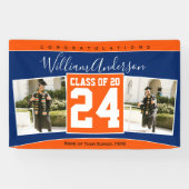 2024年クラスのブルーオレンジ卒業写真 横断幕 (横)