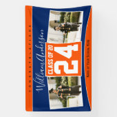 2024年クラスのブルーオレンジ卒業写真 横断幕 (縦)