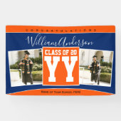 2024年クラスのブルーオレンジ卒業写真 横断幕 (横)