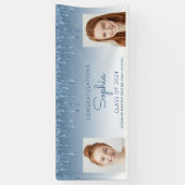 2024年クラスのブルーグリッター2写真卒業 横断幕 (縦)